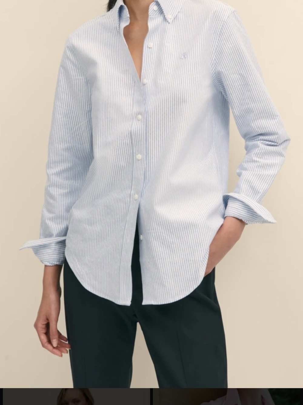 Brooks Brothers Blue & White Narrow-Stripe Button-Down Shirt